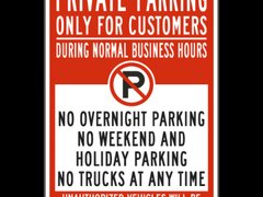 Private Parking Only For Customers Sign