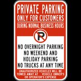 Private Parking Only For Customers Sign